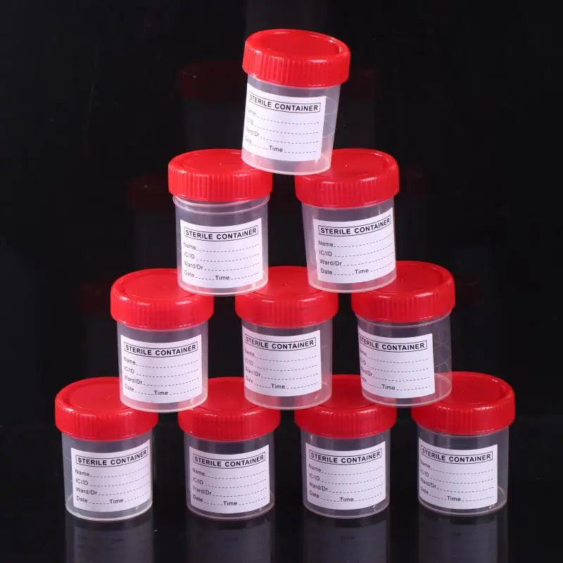 10PCS 60ML Plastic Cup Container Disposable Urine Collection Sample Cup Specimen Bottle Container With Tags Vue 10PCS
