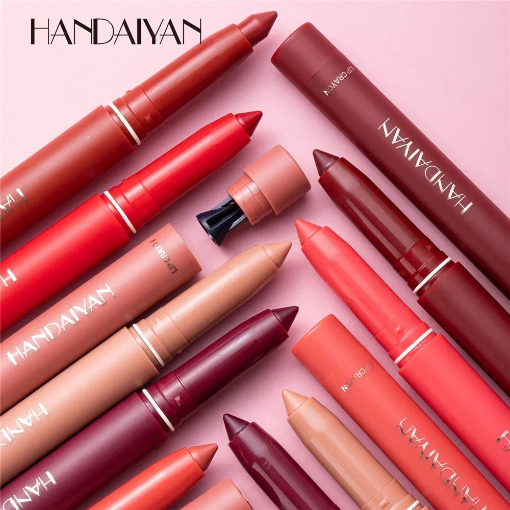 12 Colors Velvet Matte Lipsticks Waterproof Long Lasting Nude 2 IN 1 Stick on-Stick Cup Lips Makeup Tint Pen Daily Makeup Tools Vue