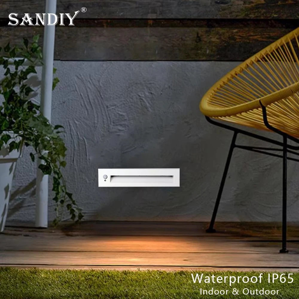 SANDIY Recessed LED Stair Light Motion Sensor IP65 Wall Sconce Recessed Step Light Vue