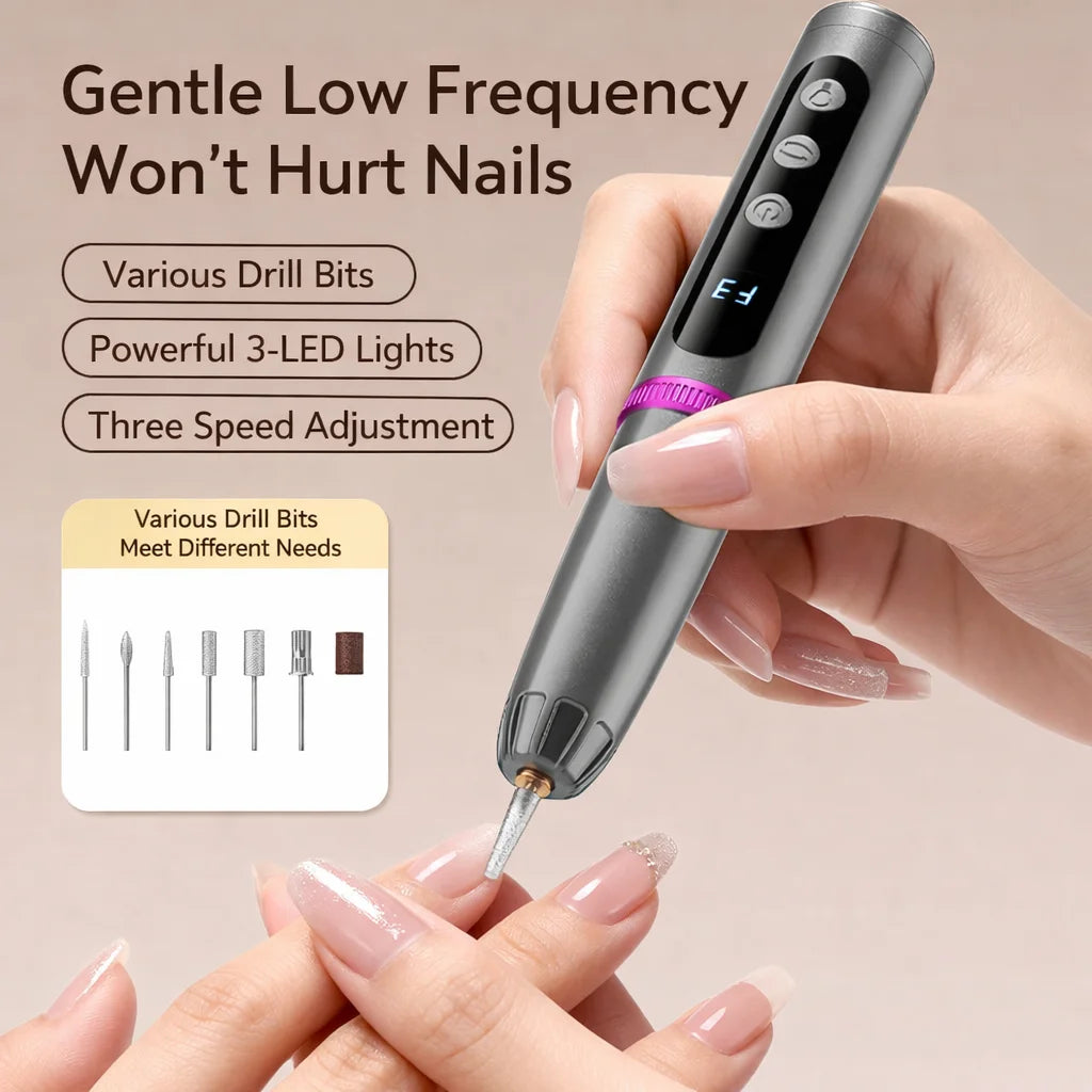 2-in-1 Electric Nail Polisher Professional Nails Grinding Polishing Dead Skin Removal Multiple grinding heads Manicure Machine Vue