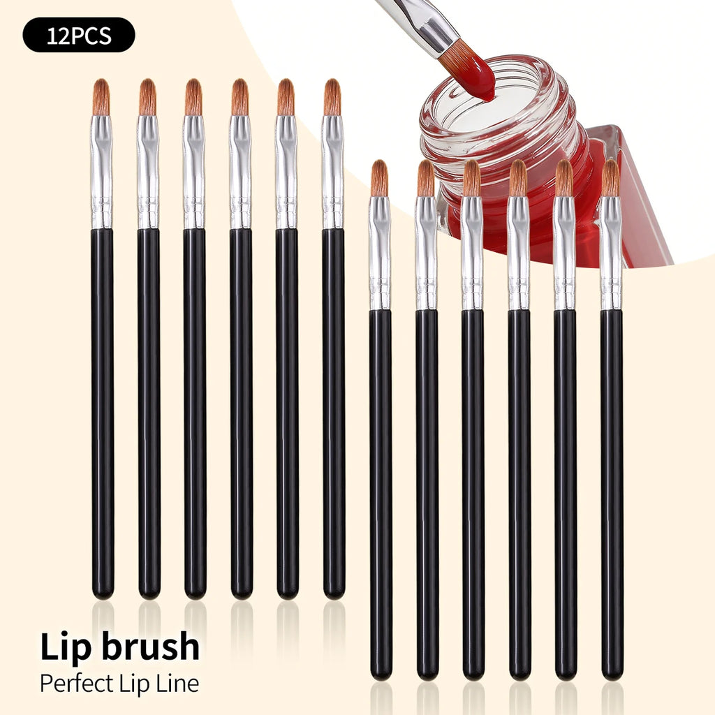 12-Piece Professional Lip Makeup Brush Set - Soft and Precise for Shaping Lips. Multi-Functional Beginner Beauty Tools. Vue