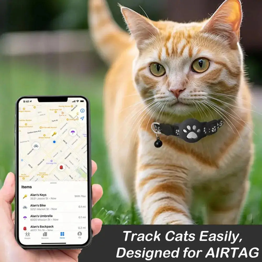 GPS Cat Collar With Real Time Tracking Lightweight & Adjustable Reflective Strips For Night Safety Enhance Pet Safety Vue