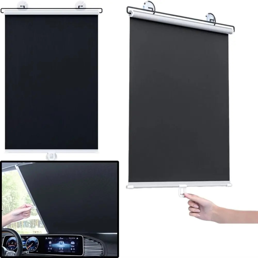 Shutter Retractable Roller Blinds Black Suction Cup Shades Portable