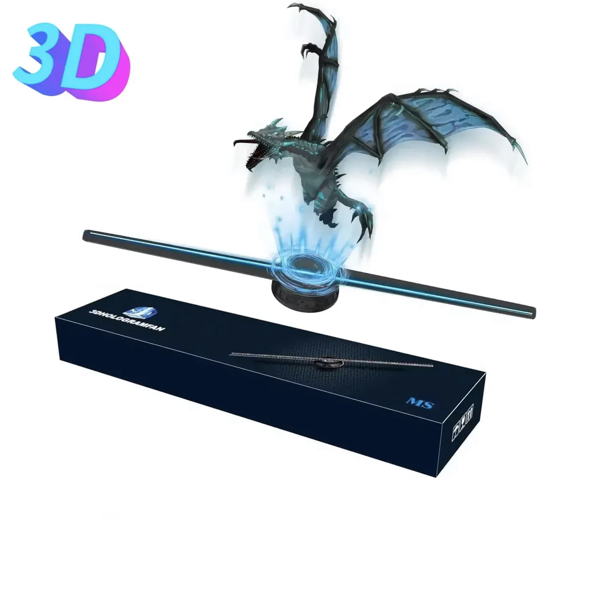 3D Hologram Fan 42CM 3D Holographic Projector Advertising Display Light HD Holographic Projector for Stores Bars Party Xmas Vue