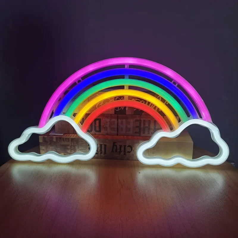 Cloud Neon Sign LED Light Rainbow Colorful Night Light for Bedroom Wall Hanging USB Powered Christmas Party Decoration Vue