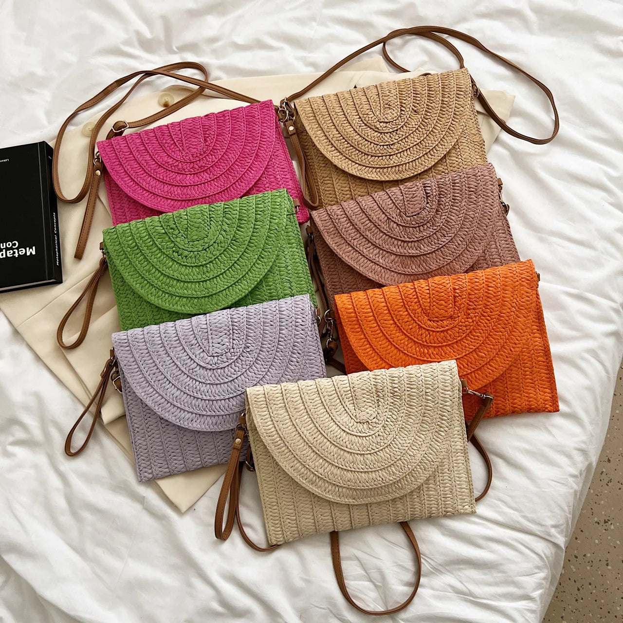 Summer Travel Beach Bag Straw Woven Clutch Fashion Designer Crossbody