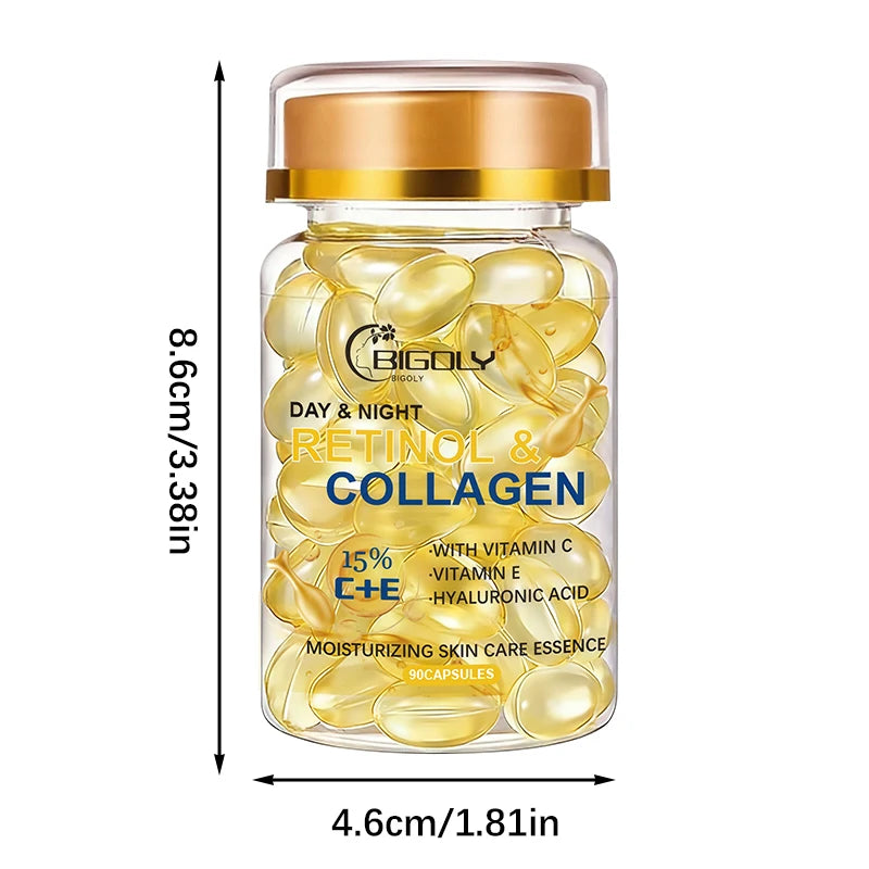 90Pcs Retinol Collagen Moisturizing Skin Care Essence, Contains Collagen and Other Skin Care Ingredients, Nourishes, Moisturizes, and Brightens the Skin, Making It Smooth, Delicate, and Elastic Individually Packaged, Clean an Vue