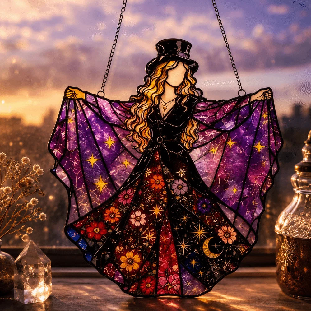 Colorful Dancing Lady Window Pendant Acrylic Home Decor Wind Spinner Gothic Witch Style Halloween Hanging Ornaments Home Vue
