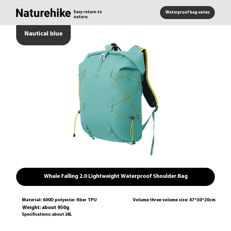 Naturehike Whale Fall 2.0 IPX7 Waterproof 28L Backpack 950g Waterproof Hiking Backpack Vue nautical blue