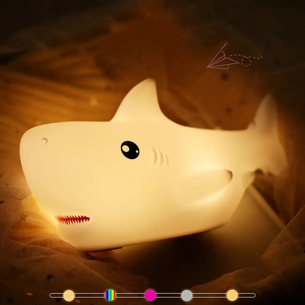 Home Decoration Silicone Shark LED Lamp Creative Lovely Bedside Light Colorful Cartoon Atmosphere Light Bedroom Vue