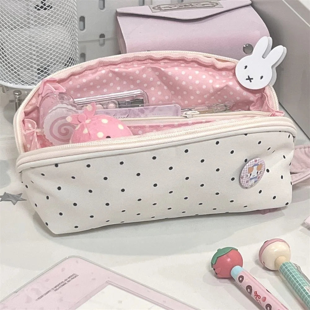 Polka Dot Pencil Case Shell Shape Multi-functional Stationery Storage Bag Large-capacity Pen Bag Students Gift Storage Bag Vue
