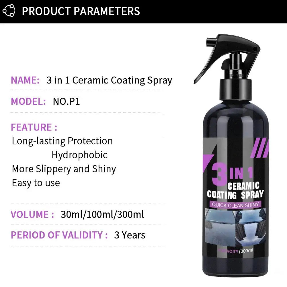 Quickly Cleaning Remove Stains Car Spray Brighten Shiny Car Nano-crystal Coating Agent Car Surface Glass Ceramic Coating Spray Vue