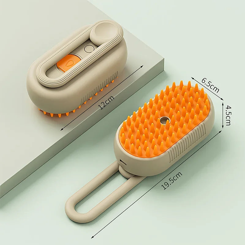 3in1 Cat Steam Brush Steamy Dog Brush Electric Anti-splashing Brush with Steam Spray Massage Pet Grooming Comb Hair Removal Comb Vue Type1-Brown