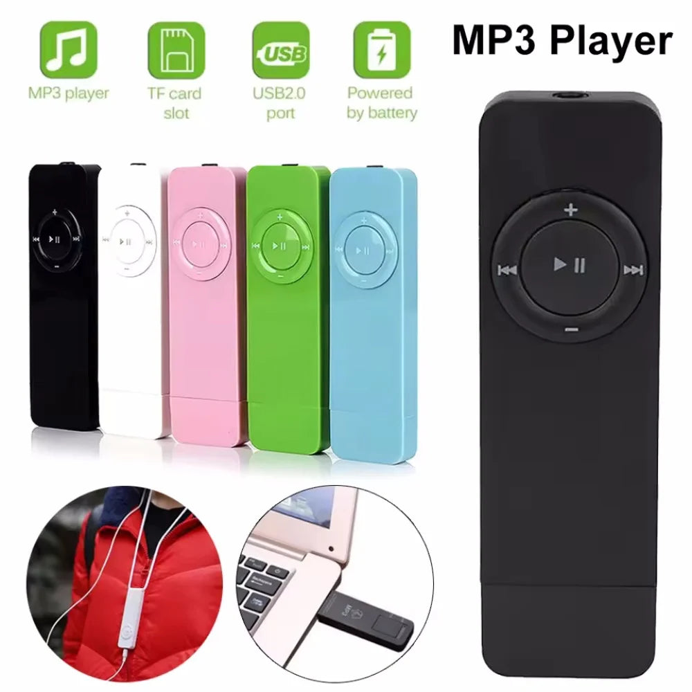 Mini MP3 Player USB in-line Card U Disk MP3 Player USB 2.0 Lossless Sound Music Media Player Support Micro TF Card(No Card) Vue