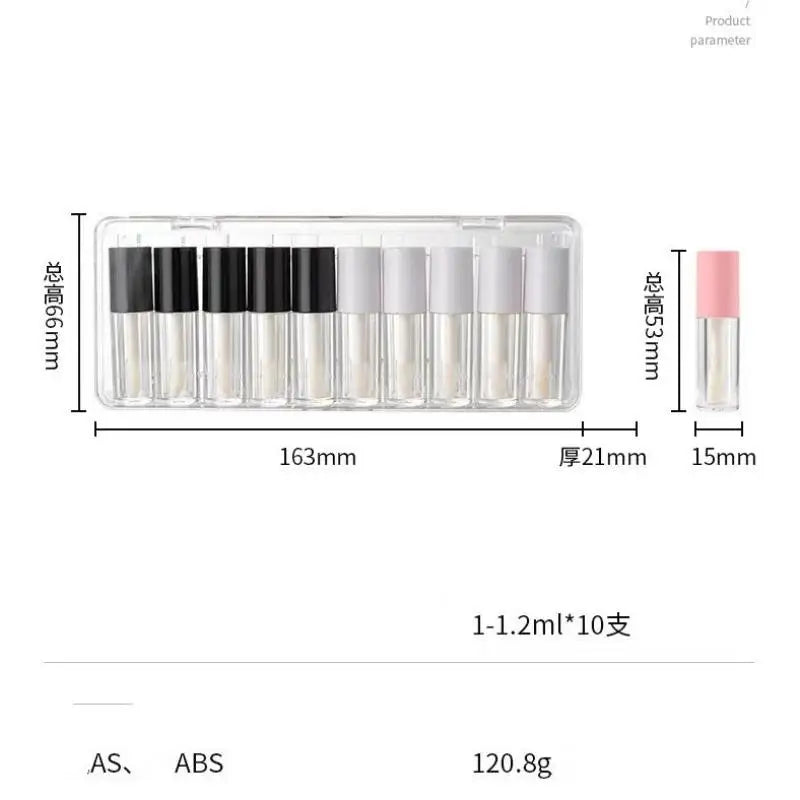 1.2ML Empty Lip Gloss Tube Set Private Label Plastic Refillable Bottles Liquid Lipstick Container lipgloss Sample Mini Tubes Vue