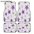 Car Floor Mats With Purple Star Pattern, Dreamy Soft Design Print, Polyester Fiber Material, Universal Vehicle Floor Mats, Suit Vue United States as illustrated