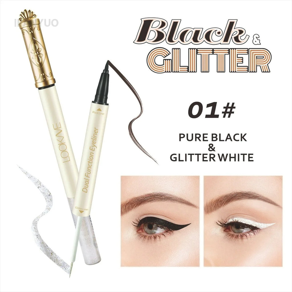 Dual Eyeliner Wand Pearlescent Diamond Eye Shadow Liquid Sequins Smooth Mini Fine Brush Black Silver Gold Glitter Eye Pigment Vue