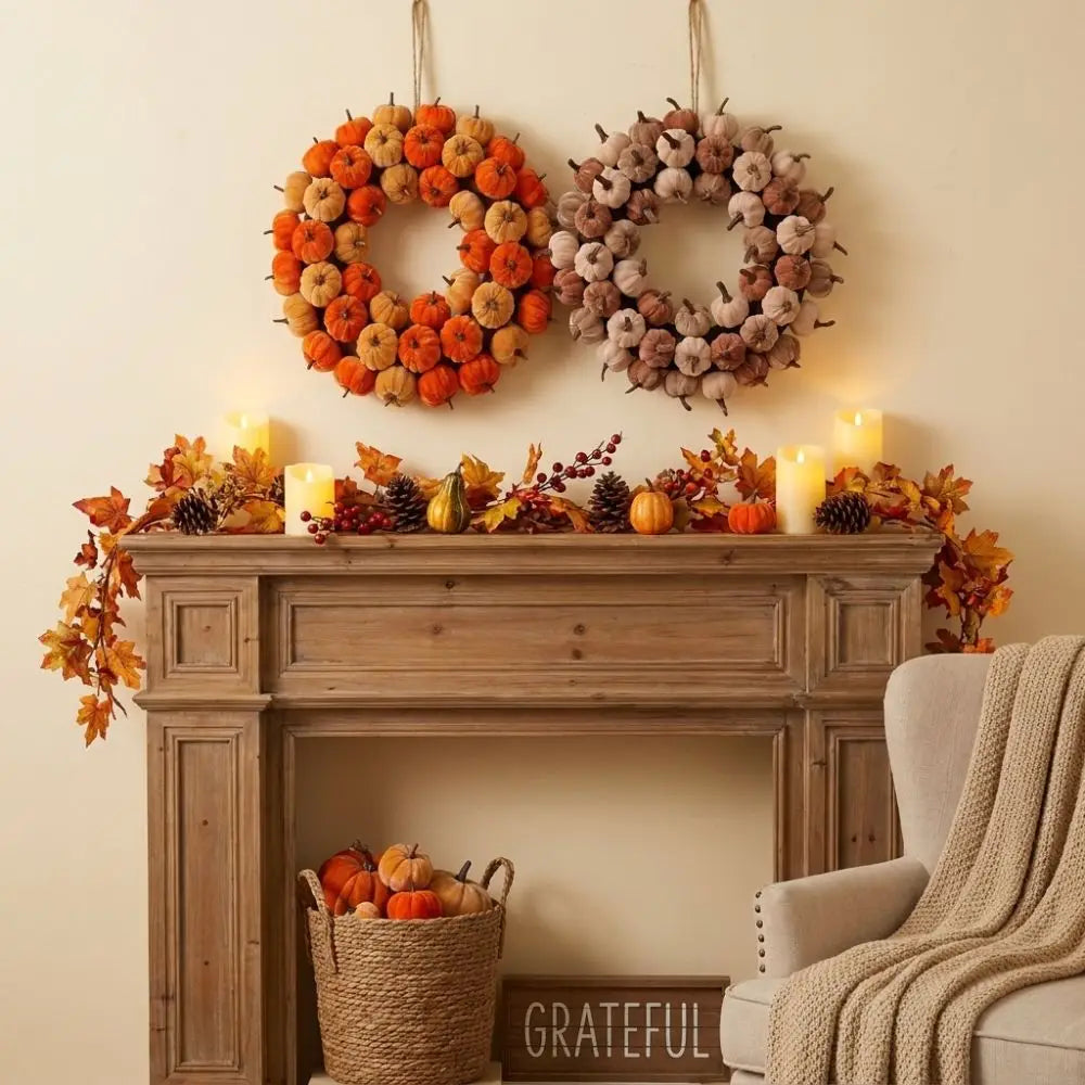 Harvest Festival Artificial Pumpkin Wreath Lifelike Appearance Simulation Autumn Pumpkin Wreath Orange Fall Harvest Wreath Vue