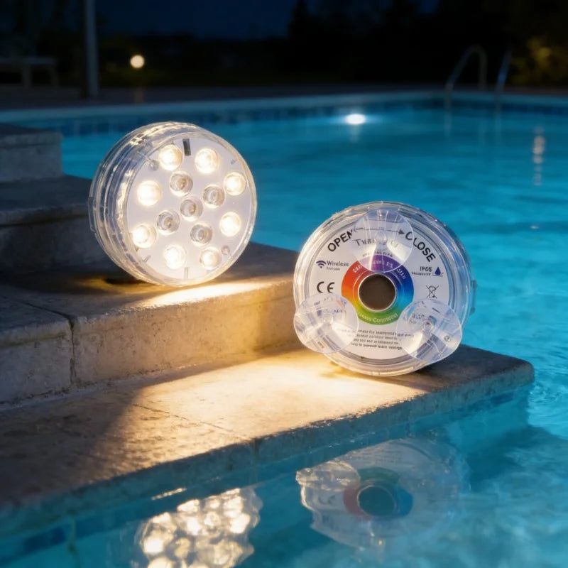 USB Pool Lights Rechargeable Submersible LED Lights with Remote RF IP68 Underwater Waterproof Pond Light for Inground Pool Decor Vue