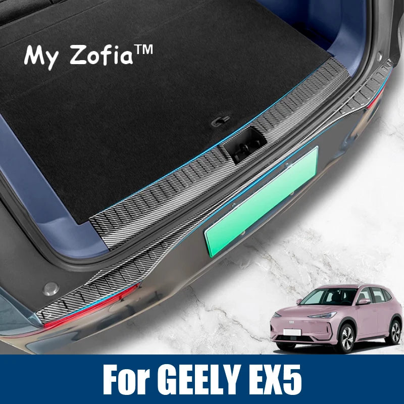 Rear Trunk Bumper Guard Cover Sticker Boot Plate For Geely EX5 Galaxy E5 2024 2025 2026 Car Protector Decoration Accessories Vue