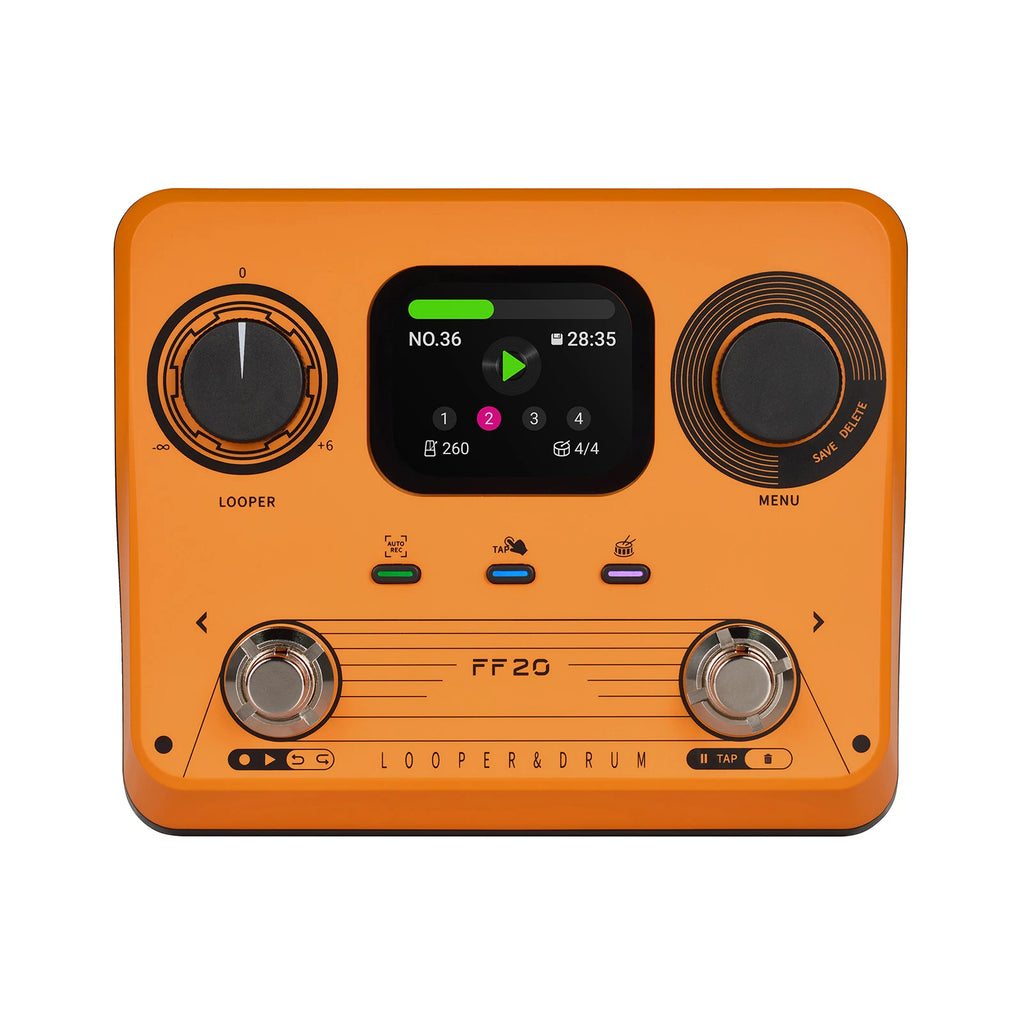 Drum Machine Looper Guitar Effects Pedal Dual Pedal Control 5-Hour Stereo Recording 220 Rhythm Patterns Time Stretch Technology Vue