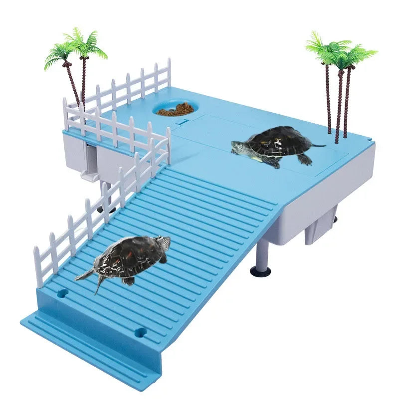 Reptile Tortoise Terrace Turtle Tank Floating Basking Platform Turtle Pier Terrapin Dock Reptile Ramp Platform with Water Pump Vue