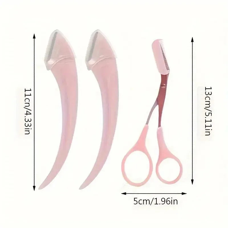 Eyebrow Trimmer Set, Curved Eyebrow Razor, Eyebrow Scissors with Comb, Convenient Easy Beauty Tools for Beginners Vue
