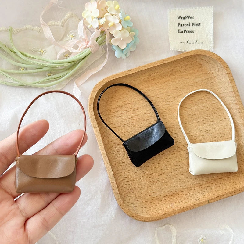 15-17cm Doll PU Leather Handbag Purse Dollhouse Decoration Pretend Play Doll Accessories Toy Vue