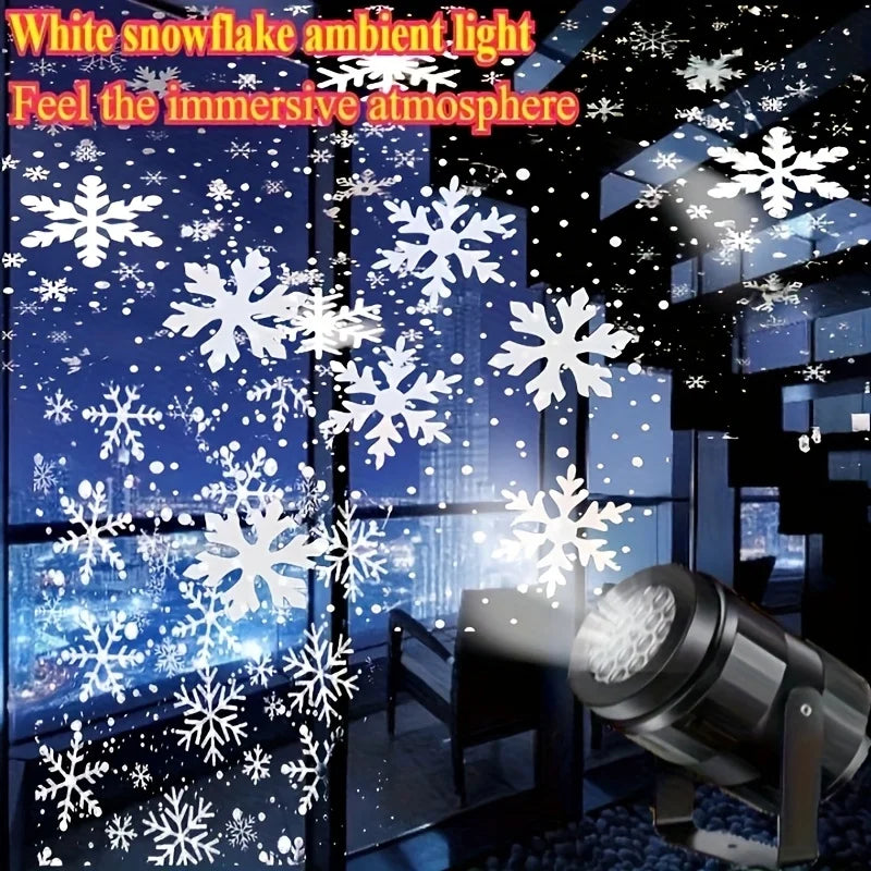 1pc LED Snowflake Projection Light, USB Powered Rotating Snowflake for Christmas,Halloween,Simulating Winter Snow, Passion Party Vue