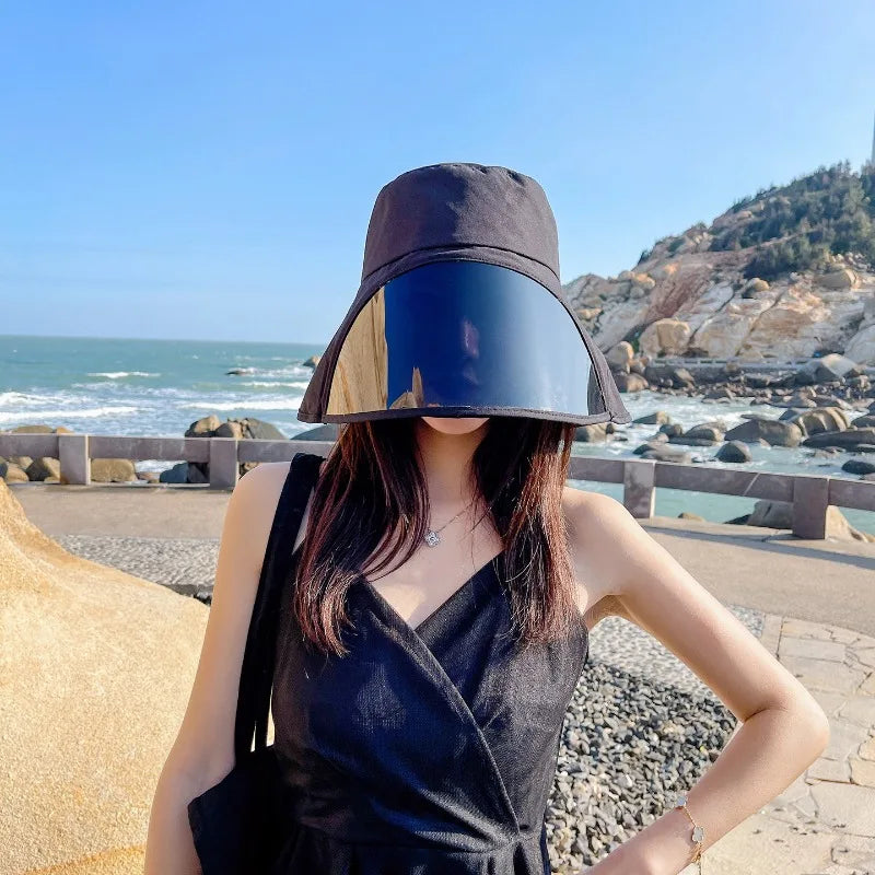 Wide Brim Full Face Cover Bucket Hat for Women Summer Fashion UV Protection Sun Hat with Visor Flap Fisherman Cap Outdoor Vue