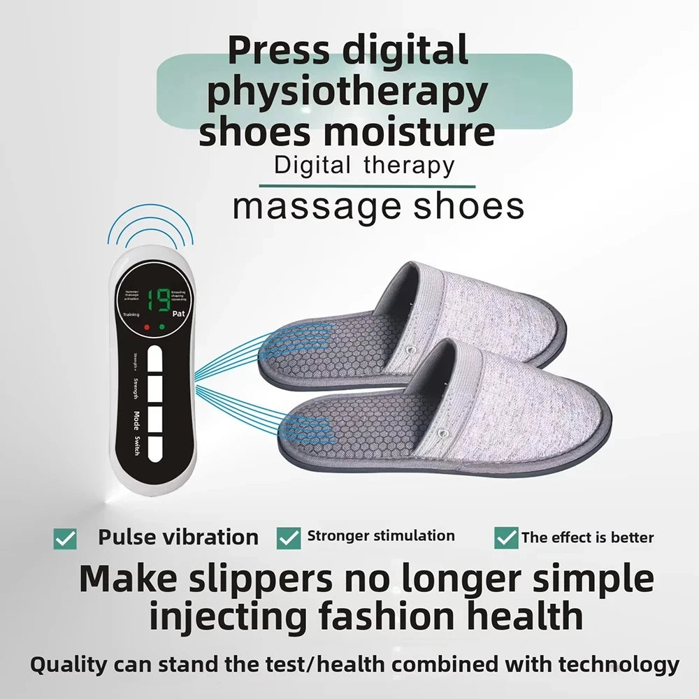 EMS Foot Massager Slippers Electric Feet Massage Shoes with Remote Control Pulse Muscle Stimulator Foot Massager to Relieve Pain Vue