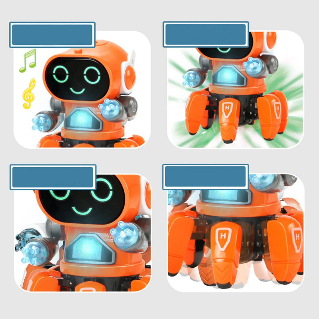 Children Electric Robot with Six Claws Plastic Intelligent Dancing Singing Light for Boys Vue