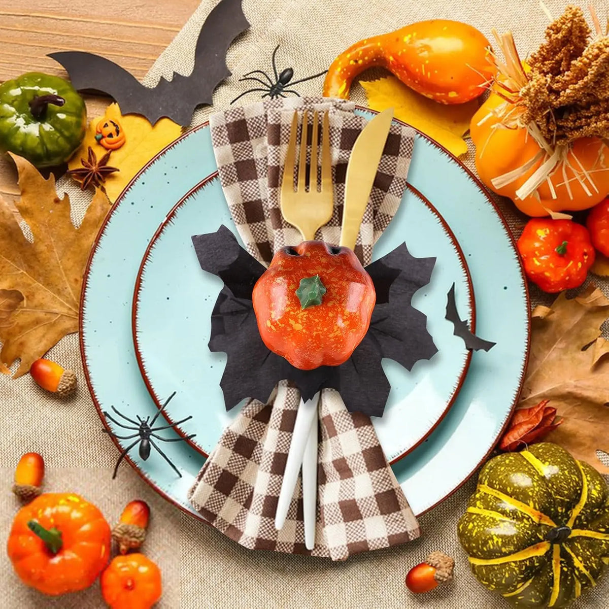 1-12pcs Scary Pumpkin Head Napkin Ring Popping Eyeball for Halloween Hotel Table Setting Ghost Party Dining Centerpiece Vue