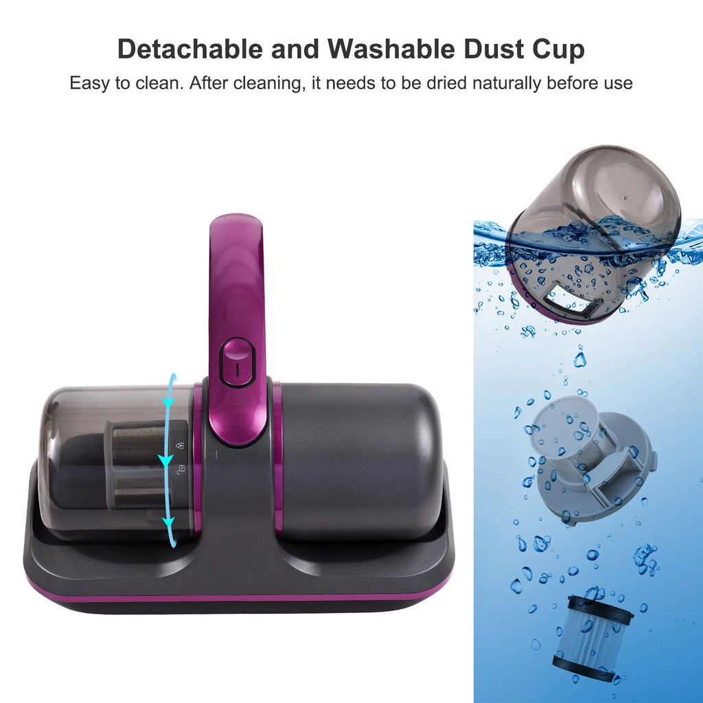 Compact Mattress Vacuum Cleaner 100W Handheld Cordless UV Bed Vacuum Cleaner 8000Pa Strong Suction 2 Speeds Adjustable for Clean Vue