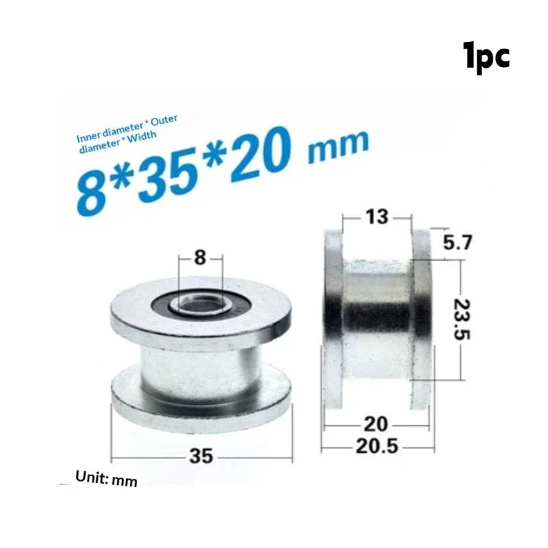 1 M8 M10x35x20mm H-groove Pulley Belt Groove Roller 6000-2RS Bearing Vue 1Pcs 8x35x20
