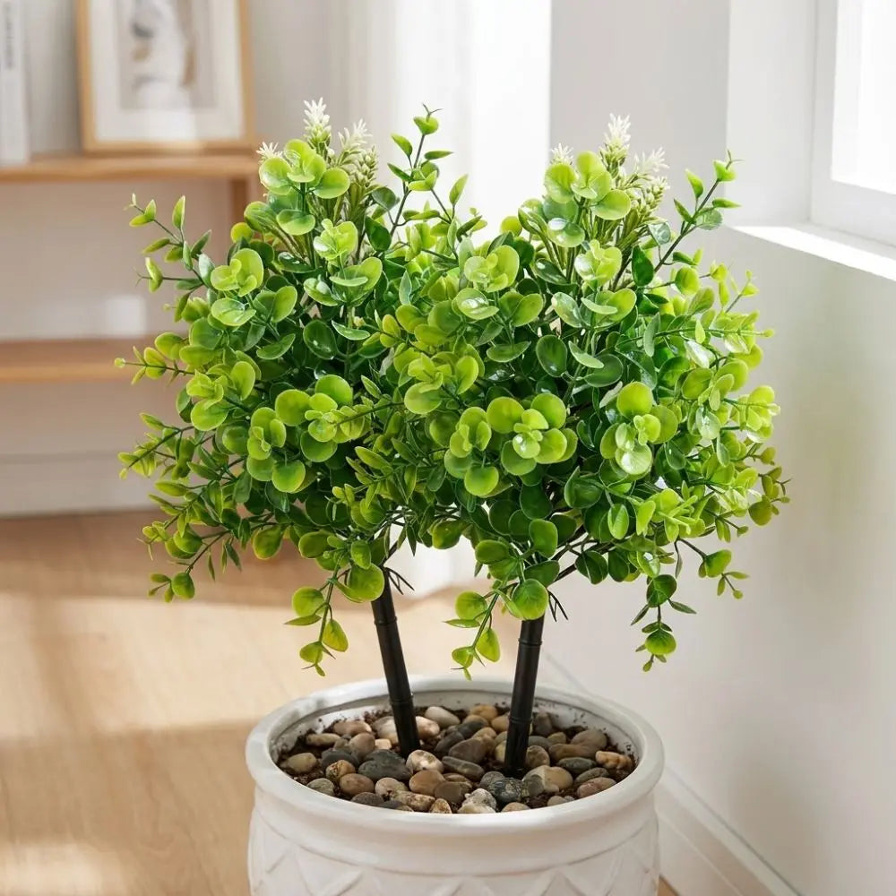 Plastic Artificial Eucalyptus Lavender Stake UV Resistant Lifelike Artificial Green Plants Ground Stake Waterproof Fade-proof Vue