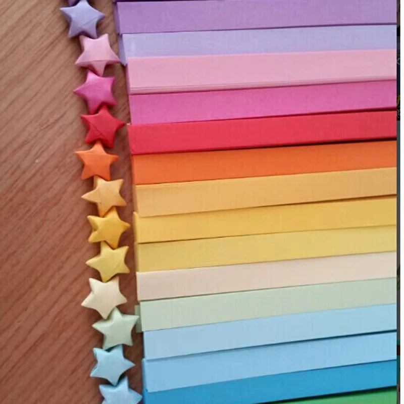 Origami Lucky Star Ribbons Colors Strips Paper Folding Kit Lucky Wish Star Decoration Wishing Star For Kids (Random Color) Vue