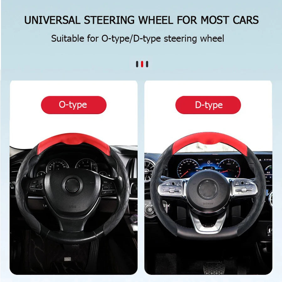 Universal NAPPA Car Steering Wheel Cover Ultra-thin One-piece Modification Breathable Steering Wheel Covers-Diameter 15 Inches Vue