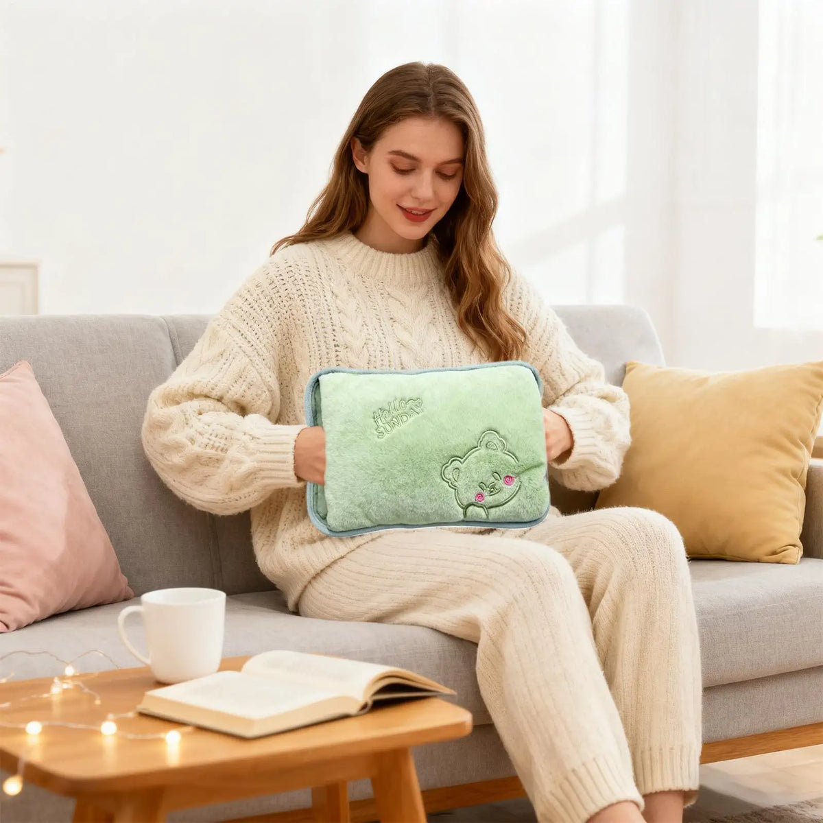 Hot Water Bottle Rechargeable Leak-Proof Hand Warme Hot Water Bag with Soft Cover for Period Cramps Muscles Neck Legs Belly Body Vue