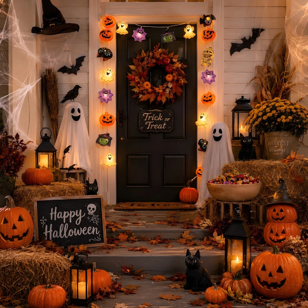 Halloween Mixed Cartoon Character LED String Lights, Pumpkin Ghost Skeleton Witch Spider Fairy Lights for Halloween Party Decor Vue