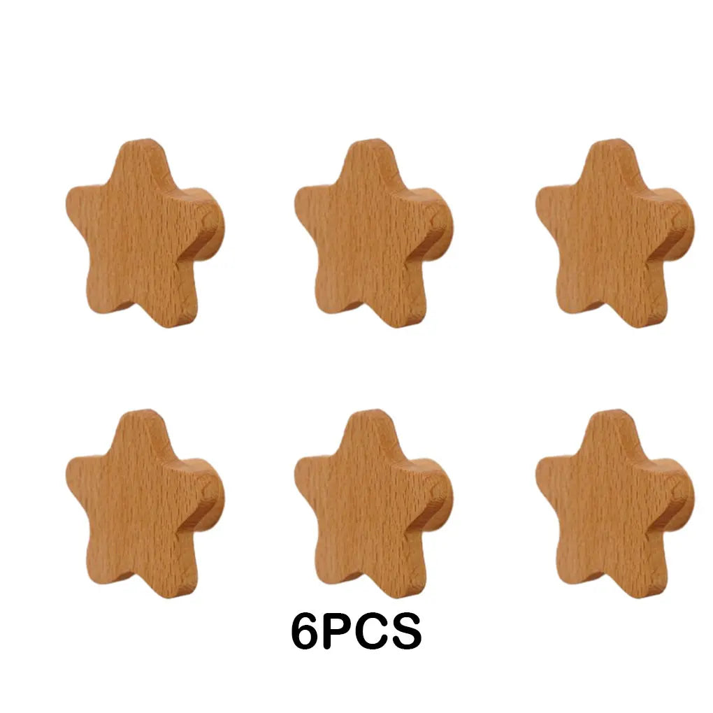 Wood Heart Shape Furniture Handles Moon Drawer Wooden Knobs Star Cloud Children Decoration Cabinet Wood Pulls Vue star CN