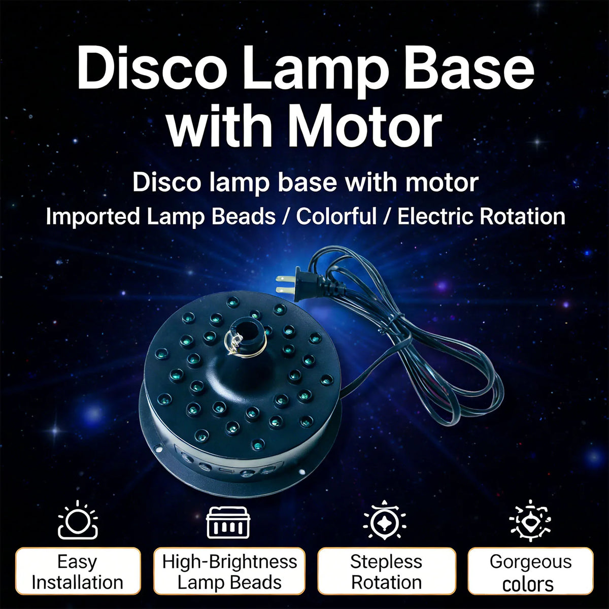Mirror Ball Motor Battery Powered Mirror Ball Motor Rotator with Remote Multi Light Effects for Party Wedding Vue
