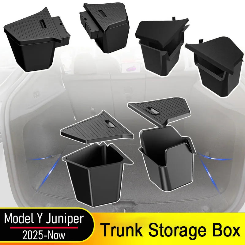 For Tesla Model Y Juniper 2025 2026 Car Trunk Side Storage Box Cover plate organizer Car trunk side storage box refit Accessorys Vue