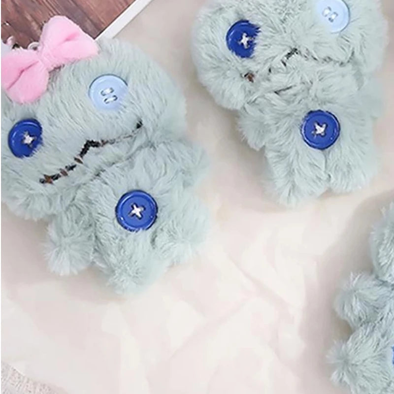 Cute Cartoon Plush Bow Doll Keychain Sweet Bag Pendant DIY Button Design Hanging Ornament Creative Gift Vue