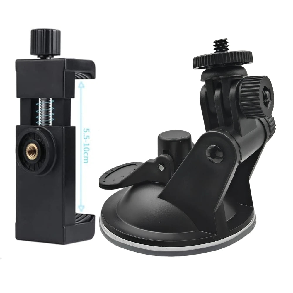 Suction Cup Mount Car Glass Vehicle Windshield Holder For GoPro Hero 13 12 11 10 Insta360 X3 X4 DJI OSMO Action 5 Pro Camera Vue Suction Phone Holder