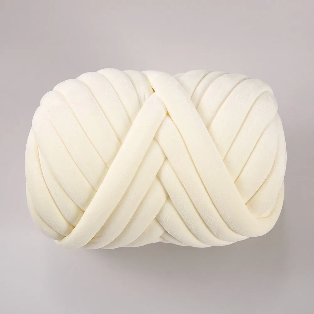 Bulky Diameter 3cm Thick Finger Loop Yarn Velvet 500g/Roll Chunky Yarn Hand Knitting Hand Woven Finger Circle Yarn Carpets Vue Cream