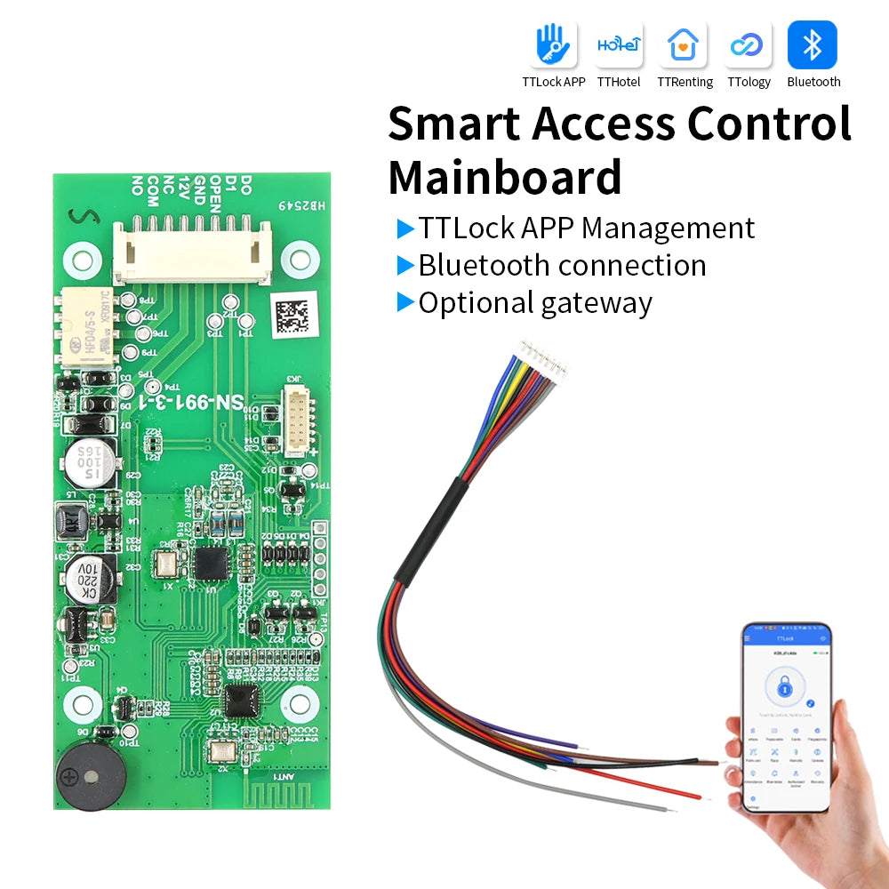 TTLOCK APP Smart Access Control Mainboard 12V Wiegand Relay NO/NC for Magnetic Lock Exit Button Door Access Controller System Vue