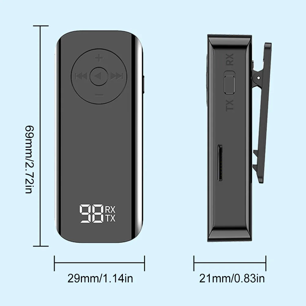 Bluetooth-compatible 5.3 Receiver Wireless 3.5mm AUX Adapter with LED Battery Display for Headphones/Laptop/Radio/Speakers Vue