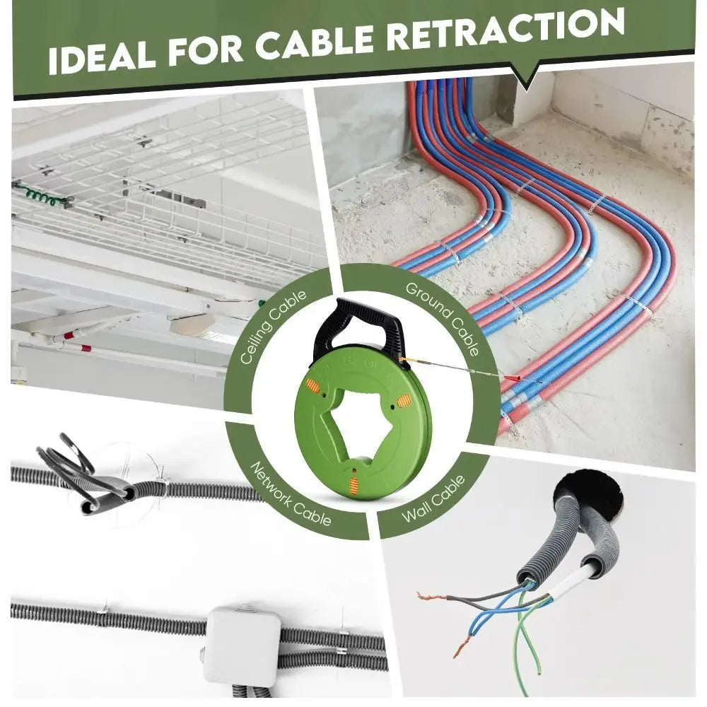 Guide Spring Cable Pulling Aid Anti-Corrosion Durable Fish Tape Reel Ergonomic Handle Data Cabling Cable Puller Vue