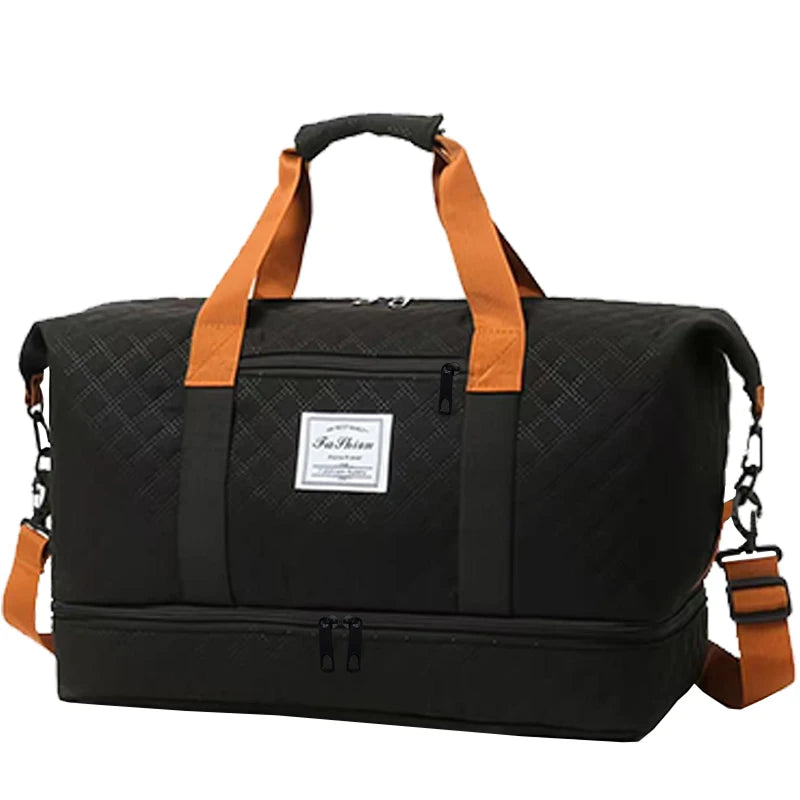 Convenient Shoe Pocket Motorbike Travel Bag Quilted Fabric Vue BJ726 --black